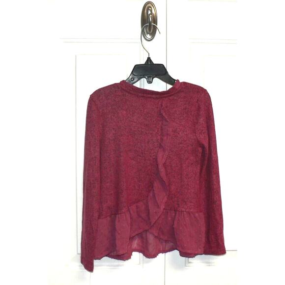 Ten Sixty Sherman Girls Dolby Ruffle Back & Hem Long Sleeve Brushed Knit Pink 5 - Picture 3 of 4